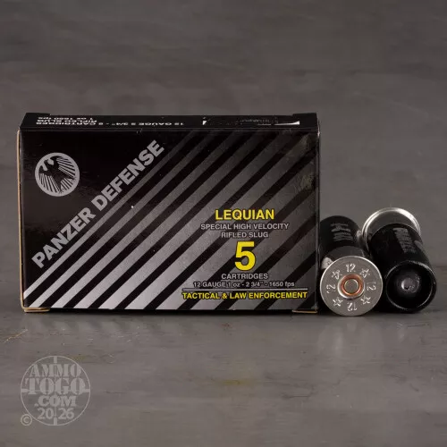 250rds – 12 Gauge Panzer Defense Lequian HV 2-3/4" 1oz. Rifled Slug Ammo