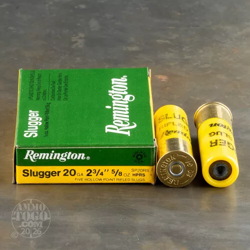 250rds – 20-Gauge Remington Slugger 2-3/4" 5/8oz. HP Rifled Slug Ammo