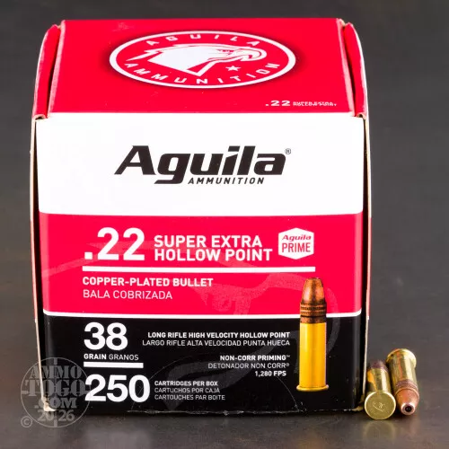 250rds – 22 LR Aguila 38gr. CPHP Ammo