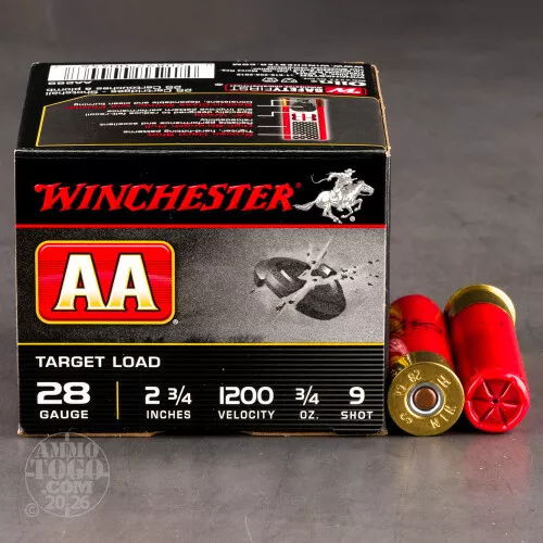 250rds – 28 Gauge Winchester AA 2-3/4" 3/4oz. #9 Shot Ammo