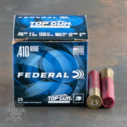 250rds – 410 Bore Federal Top Gun 2-1/2" 1/2oz. #8 Shot Ammo