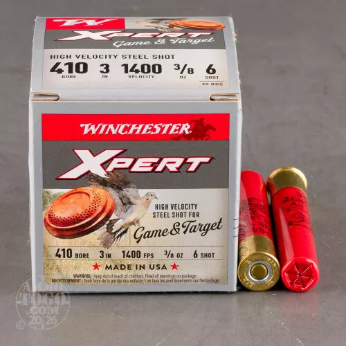 250rds – 410 Bore Winchester Super-X 3" 3/8oz. #6 Steel Shot Ammo