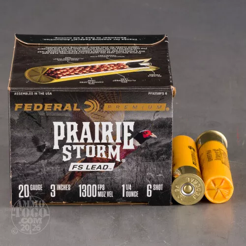 25rds – 12 Gauge Federal Prairie Storm FS Lead 3" 1-1/4oz. #6 Shot Ammo
