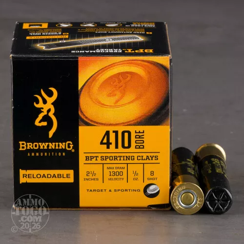 25rds – 410 Bore Browning BPT Performance Target 2-1/2" 1/2oz. #8 Shot Ammo