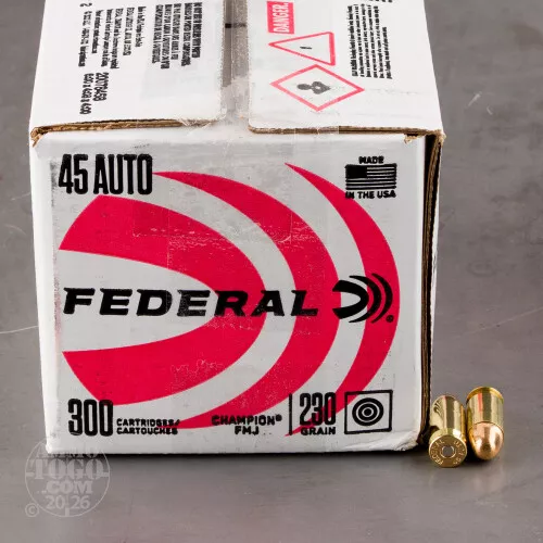 300rds – 45 ACP Federal Champion 230gr. FMJ Ammo