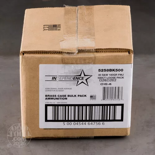 500rds – 40 S&W Independence 180gr. FMJ Ammo