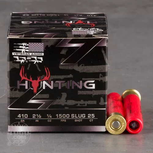 500rds – 410 Bore Veteran Ammo 2-1/2" 1/4oz. Rifled Slug Ammo