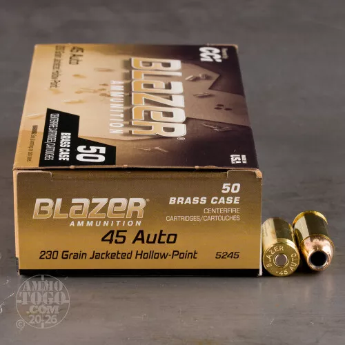500rds – 45 ACP Blazer Brass 230gr. JHP Ammo