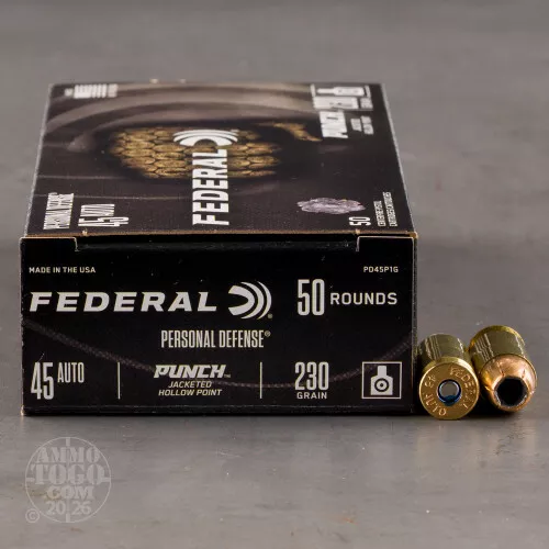 500rds – 45 ACP Federal Punch 230gr. JHP Ammo