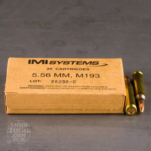 500rds – 5.56x45 IMI 55gr. FMJ M193 Ammo