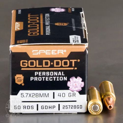 500rds – 5.7x28mm Speer Gold Dot 40gr. JHP Ammo