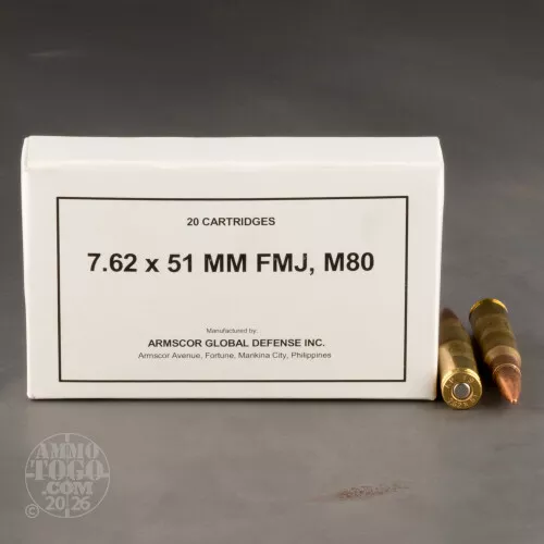 500rds – 7.62x51 Armscor 147gr. FMJ M80 Ammo