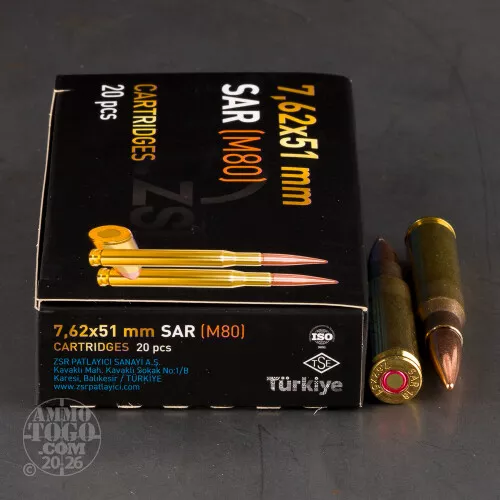 500rds – 7.62x51 ZSR 147gr. FMJ M80 Ammo