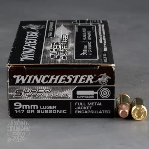 500rds – 9mm Winchester Super Suppressed 147gr. FMJ Enclosed Ammo