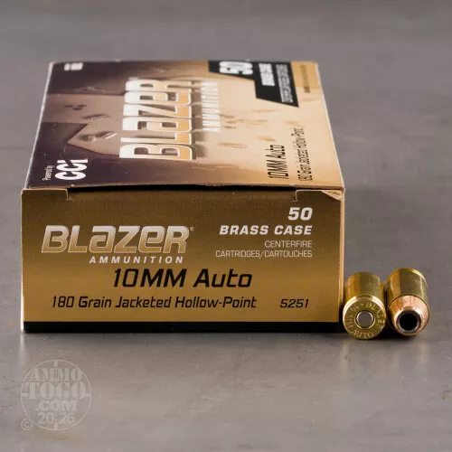 50rds – 10mm Blazer Brass 180gr. JHP Ammo