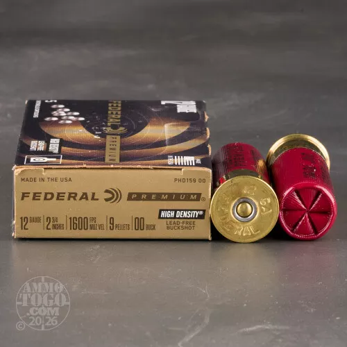 50rds – 12 Gauge Federal High Density 2-3/4" 9 Pellets 00 Buckshot Ammo