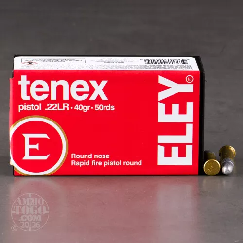 50rds – 22 LR Eley Tenex Pistol 40gr. LRN Ammo