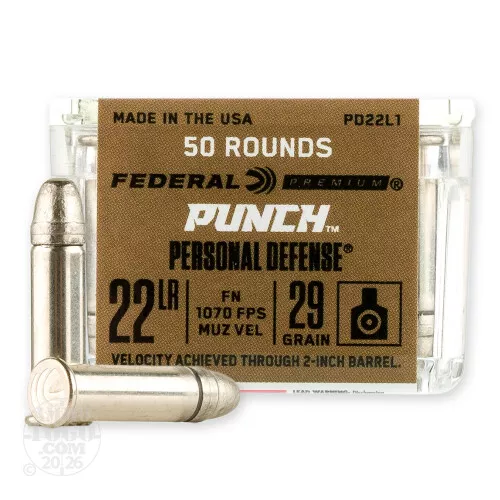 50rds – 22 LR Federal Punch 29gr. FN Ammo