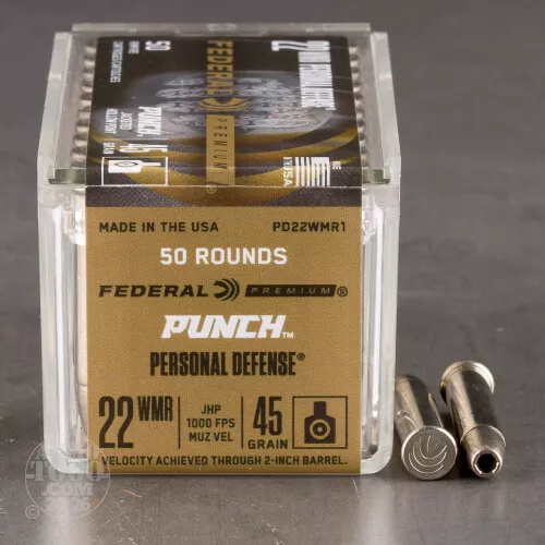 50rds – 22 WMR Federal Punch 45gr. JHP Ammo