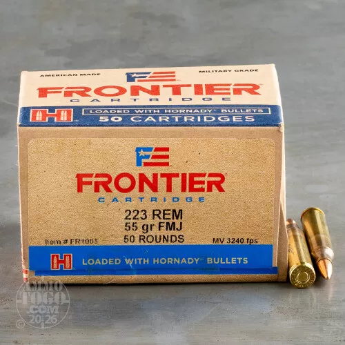 50rds – 223 Rem Hornady Frontier 55gr. FMJ Ammo