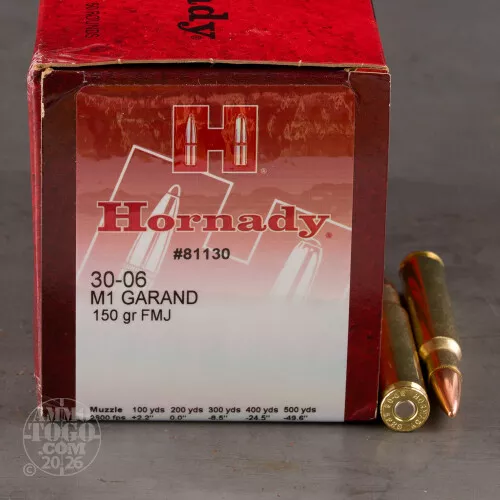 50rds – 30-06 Hornady M1 Garand 150gr. FMJ Ammo