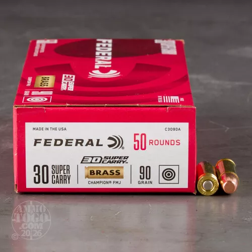 50rds – 30 Super Carry Federal Champion 90gr. FMJ Ammo