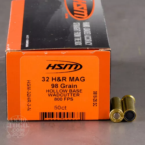 50rds – 32 H&R Magnum HSM Training 98gr. HBWC Ammo