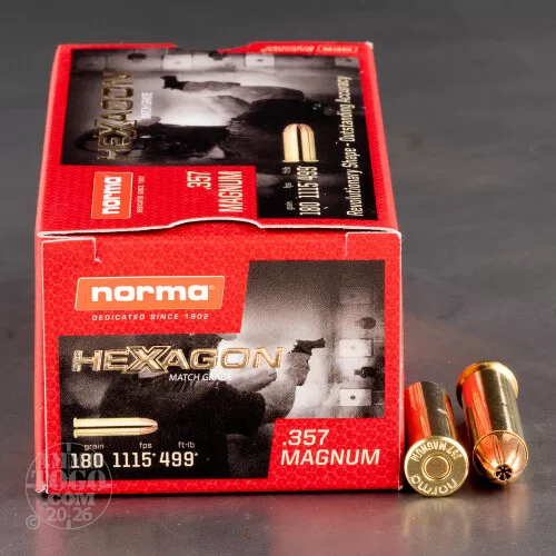 50rds – 357 Magnum Norma Hexagon Match Grade 180gr. FMJ Ammo