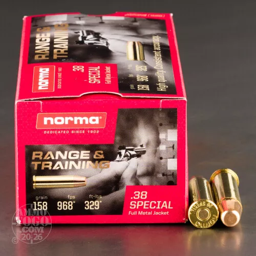 50rds – 38 Special Norma 158gr. FMJ Ammo