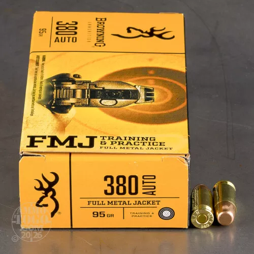 50rds – 380 Auto Browning 95gr. FMJ Ammo