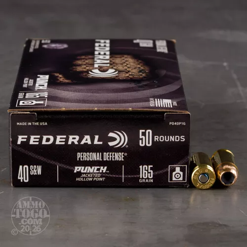 50rds – 40 S&W Federal Personal Defense Punch 165gr. JHP Ammo