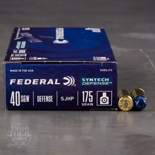 50rds – 40 S&W Federal Syntech Defense 175gr. SHP Ammo