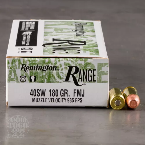 50rds – 40 S&W Remington Range 180gr. FMJ Ammo