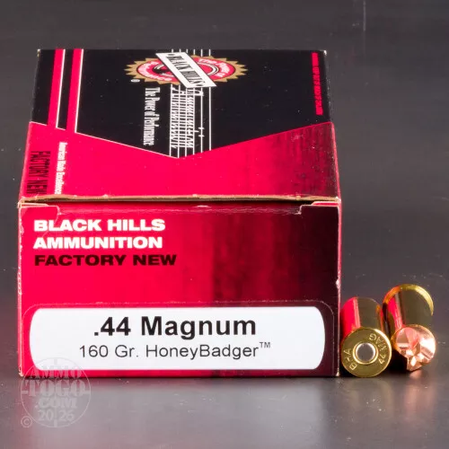 50rds – 44 Magnum Black Hills 160gr. HoneyBadger Ammo