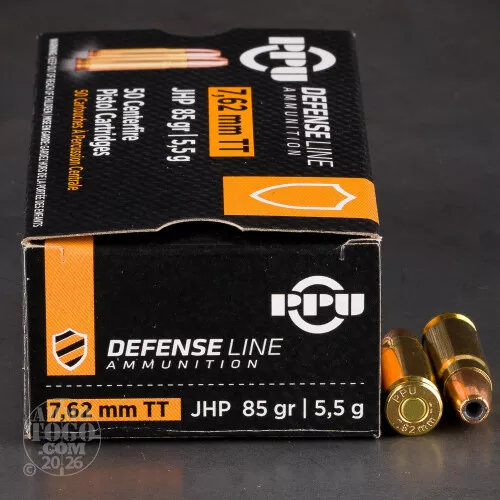 50rds – 7.62 Tokarev Prvi Partizan Defense Line 85gr. JHP Ammo