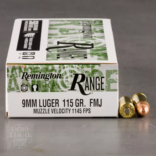 50rds – 9mm Remington Range 115gr. FMJ Ammo