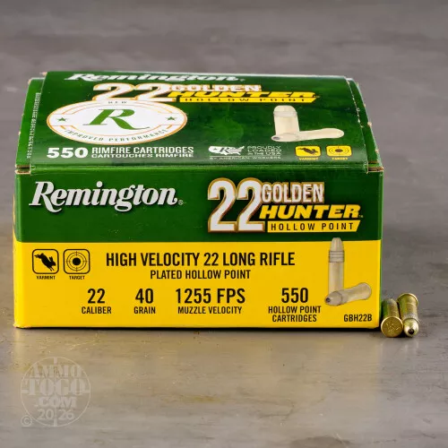 550rds – 22 LR Remington 22 Golden Hunter 40gr. CPHP Ammo