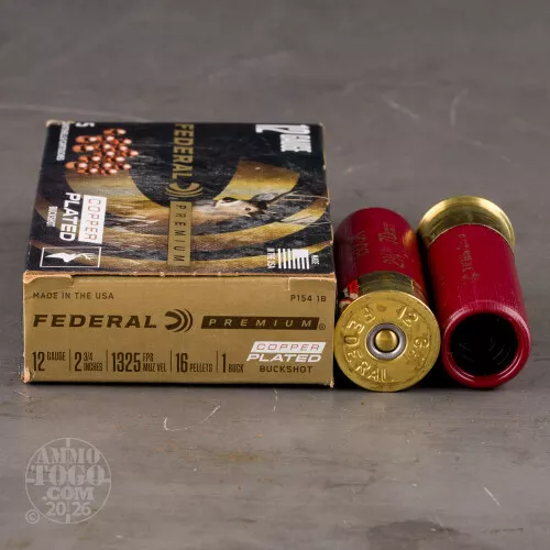 5rds – 12 Gauge Federal 2-3/4" 16 Pellet #1 Buckshot Ammo