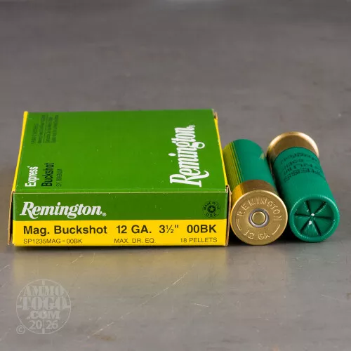 5rds – 12 Gauge Remington Express 3-1/2" 18 Pellets 00 Buckshot Ammo