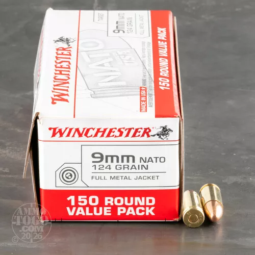 750rds – 9mm NATO Winchester USA 124gr. FMJ Ammo
