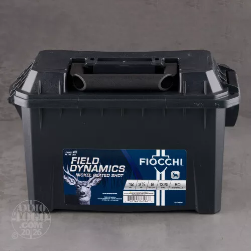 80rds – 12 Gauge Fiocchi 2-3/4" 9 Pellets #1 Buckshot Ammo in Field Box