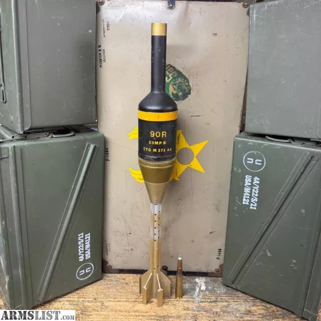 90MM M371 HEAT-T Recoilless Fin Stabilized Inert Drill Round. FREE SHIPPING, NO TAX OUTSIDE WI from Dozer Munitions LLC near Grafton, Wisconsin, USA