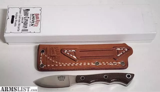 Bark River Mikro Canadian II Knife Green Canvas Micarta Hollow Rivets from Coast To Coast Pawn near Clearwater, Tampa/St. Pete, FL