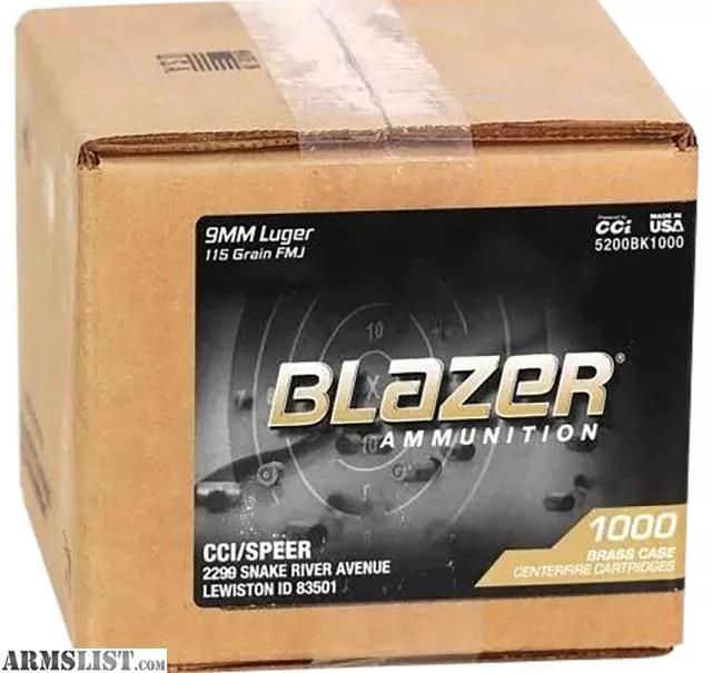 CCI Blazer Brass 9MM 115 Grain FMJ 1000 Round Casefrom KAG Arms near Littleton, Massachusetts, USA