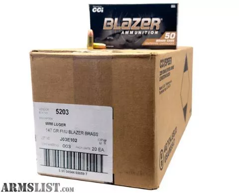 CCI Blazer Brass 9MM 147 Grain FMJ 1000 Round Casefrom KAG Arms near Littleton, Massachusetts, USA