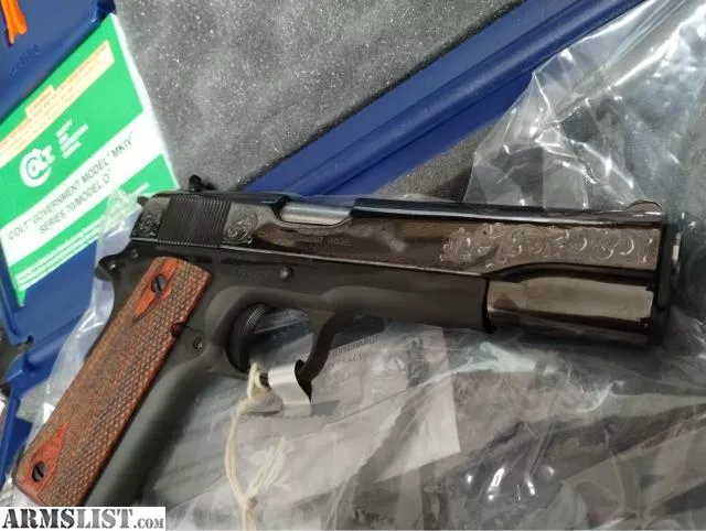 COLT 1911 GOVERNMENT 45ACP DEEP BLUE ENGRAVED, GOLD SCROLL from Citywide Supply L.L.C. near South Tucson, Tucson, AZ