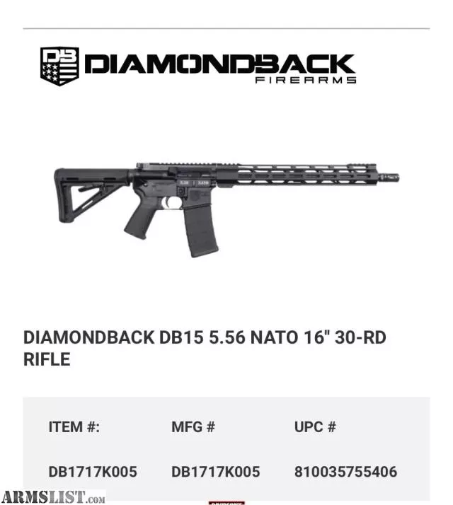 DIAMONDBACK DB-15 from CS GUN INSTRUCTION & FIREARMS near Peabody, Massachusetts, USA