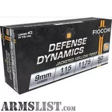 FIOCCHI DEFENSE DYNAMICS 9MM 115GR JHP from Realm Firearms near Spring Lake Park, Minneapolis / St. Paul, MN