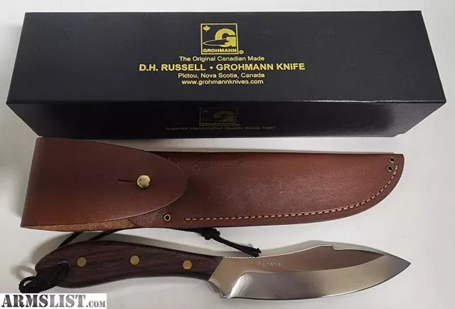Grohmann #4 Survival Fixed Blade Knife 5.5" Satin Stainless Steel Blade, Rosewood Handles, Brown Leather Sheath - #R4SA from Coast To Coast Pawn near Clearwater, Tampa/St. Pete, FL