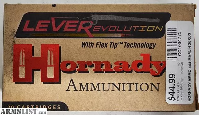Hornady LEVERevolution 444 Marlin Ammo 265 Grain Hornady FTX Polymer Tip Box of 20 from Coast To Coast Pawn near Clearwater, Tampa/St. Pete, FL